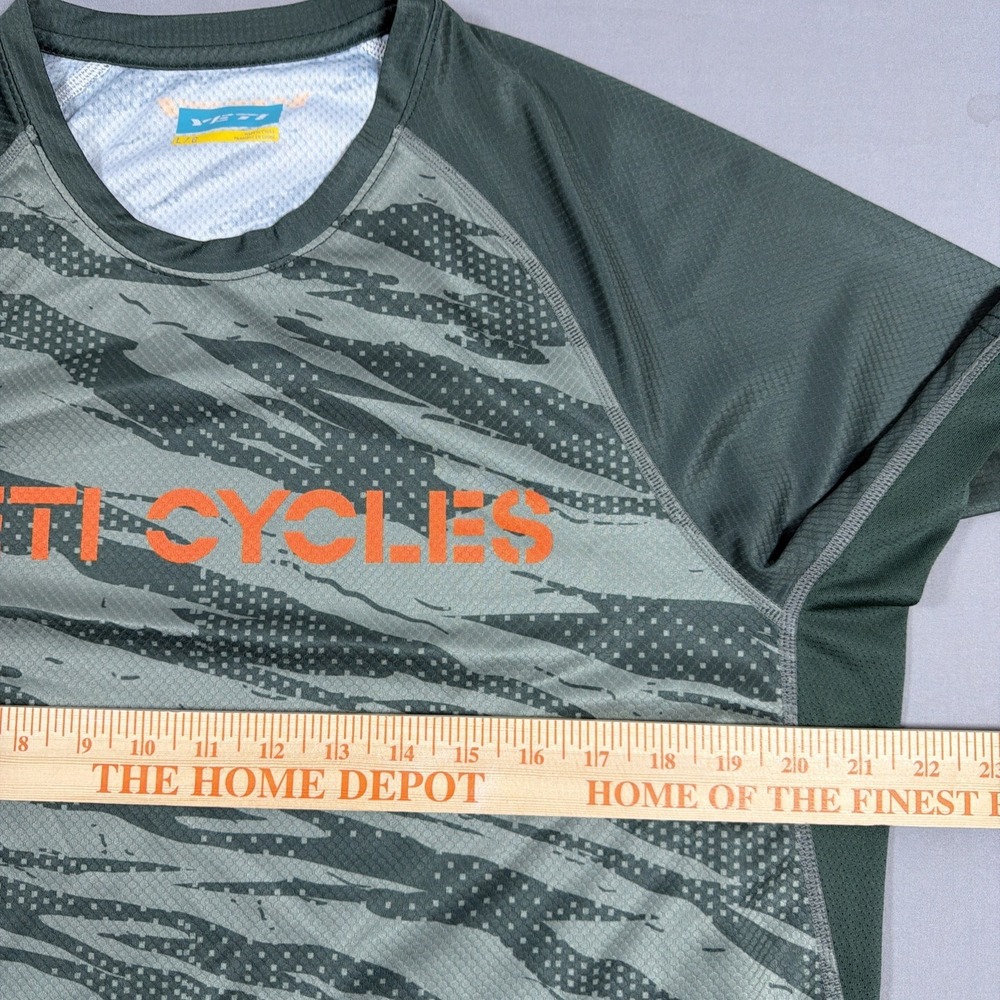 Yeti Cycles MTB Jersey Mens Large Sage Green Tiger Stripe Camo Trail Cycling Tee - Picture 11 of 12